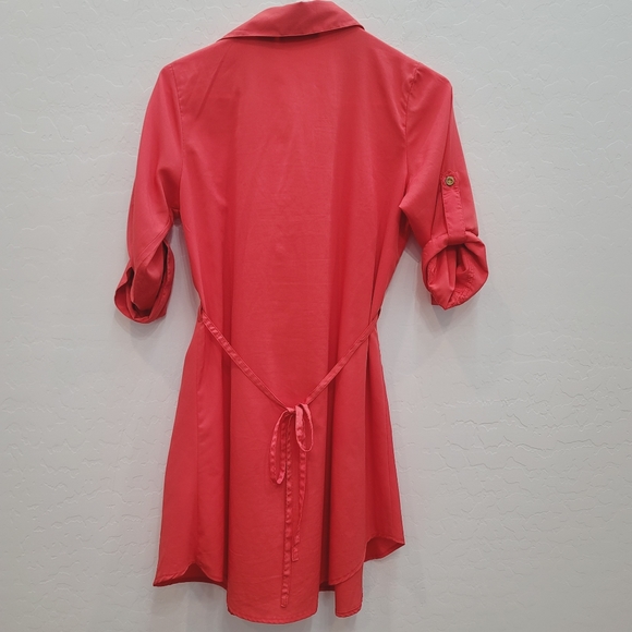 Speed Control Coral Orange Button Down Dress Women's Size Small - Picture 7 of 9